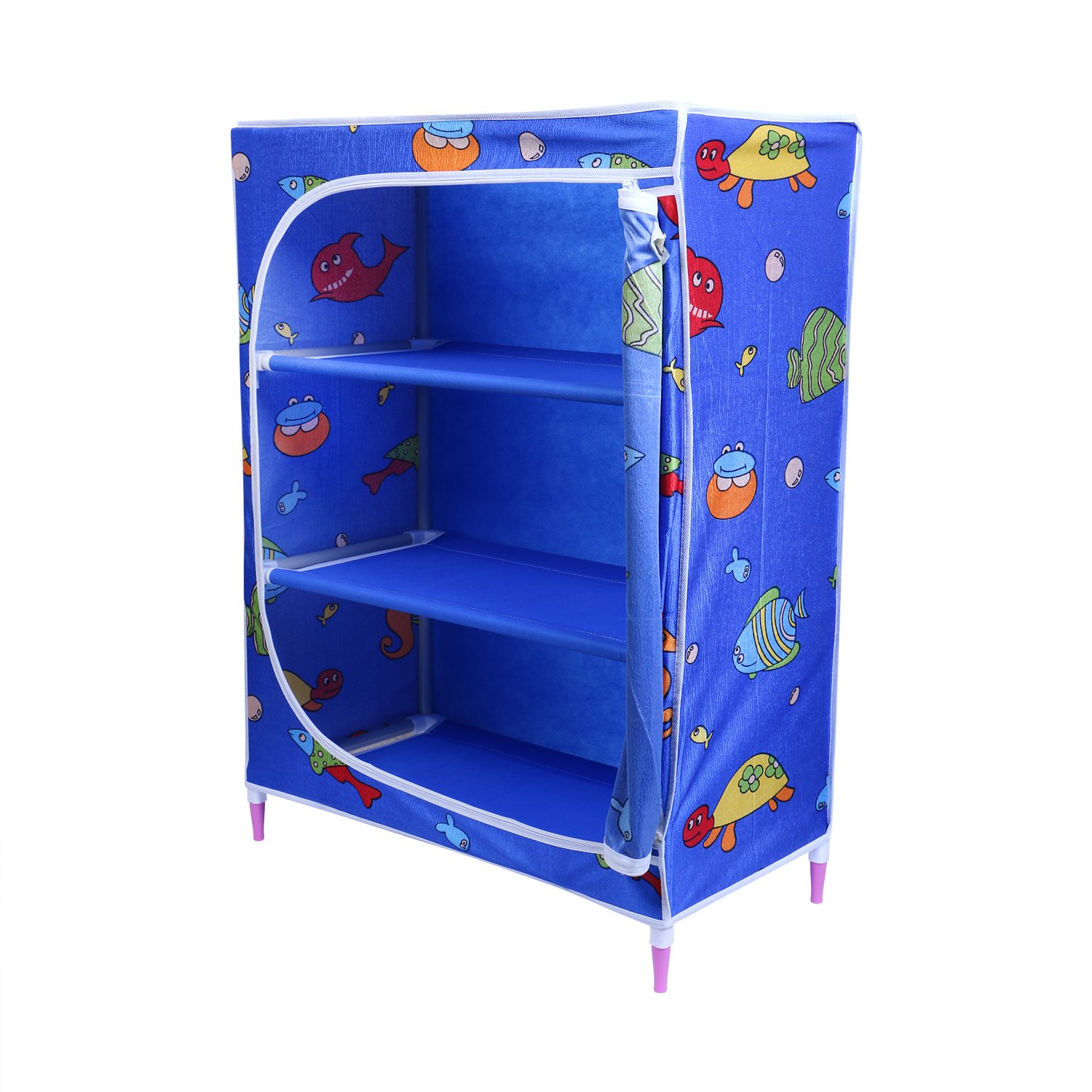 Little One’s | 3 Shelves Baby Folding Wardrobe | Aquatic Blue (Made in India)