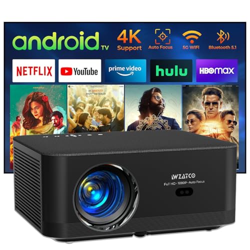 WZATCO Neo (Upgraded), Fully Automatic, Full HD Native 1080P, 4K HDR Android Projector for Home, 9000 L, (Auto Focus + Auto Keystone), HDMI ARC, Dual Wifi & BT, Youtube, Netflix, Prime & more